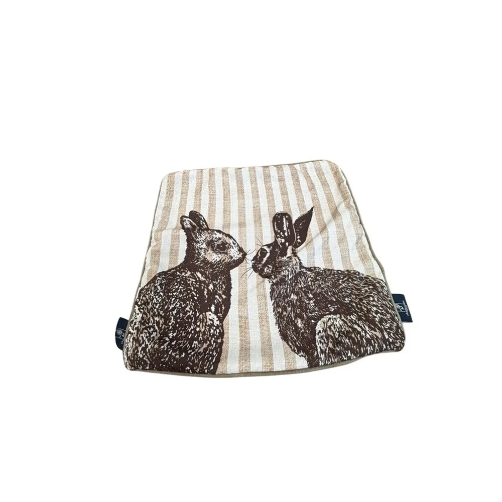 Bunny Rabbit Throw Pillow Covers Set of 4 Beige Brown Farmhouse 17